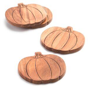 Charter Club Harvest Pumpkin Acacia Wood Coasters, Set of 4